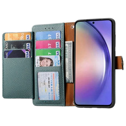 For Samsung Galaxy A55 5G Case Zipper Wallet PU Leather Phone Cover with Hand Strap