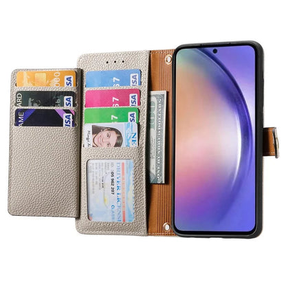 For Samsung Galaxy A55 5G Case Zipper Wallet PU Leather Phone Cover with Hand Strap