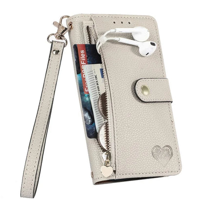 For Samsung Galaxy A55 5G Case Zipper Wallet PU Leather Phone Cover with Hand Strap