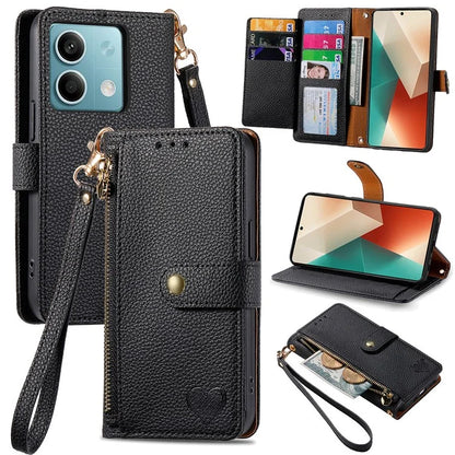 For Xiaomi Redmi Note 13 5G Case Zipper Leather Phone Cover RFID Blocking Wallet
