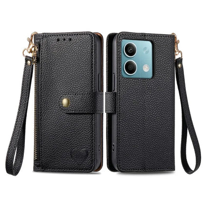 For Xiaomi Redmi Note 13 5G Case Zipper Leather Phone Cover RFID Blocking Wallet