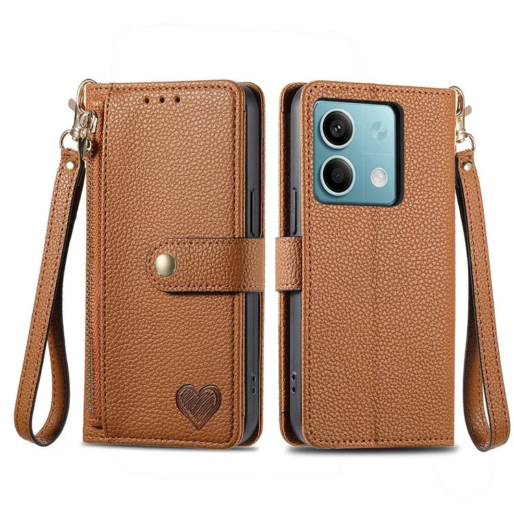 For Xiaomi Redmi Note 13 5G Case Zipper Leather Phone Cover RFID Blocking Wallet