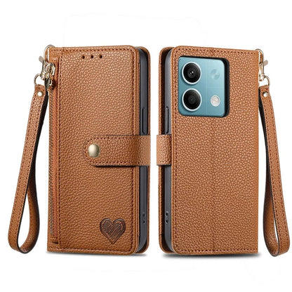 For Xiaomi Redmi Note 13 5G Case Zipper Leather Phone Cover RFID Blocking Wallet