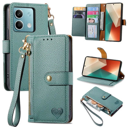 For Xiaomi Redmi Note 13 5G Case Zipper Leather Phone Cover RFID Blocking Wallet
