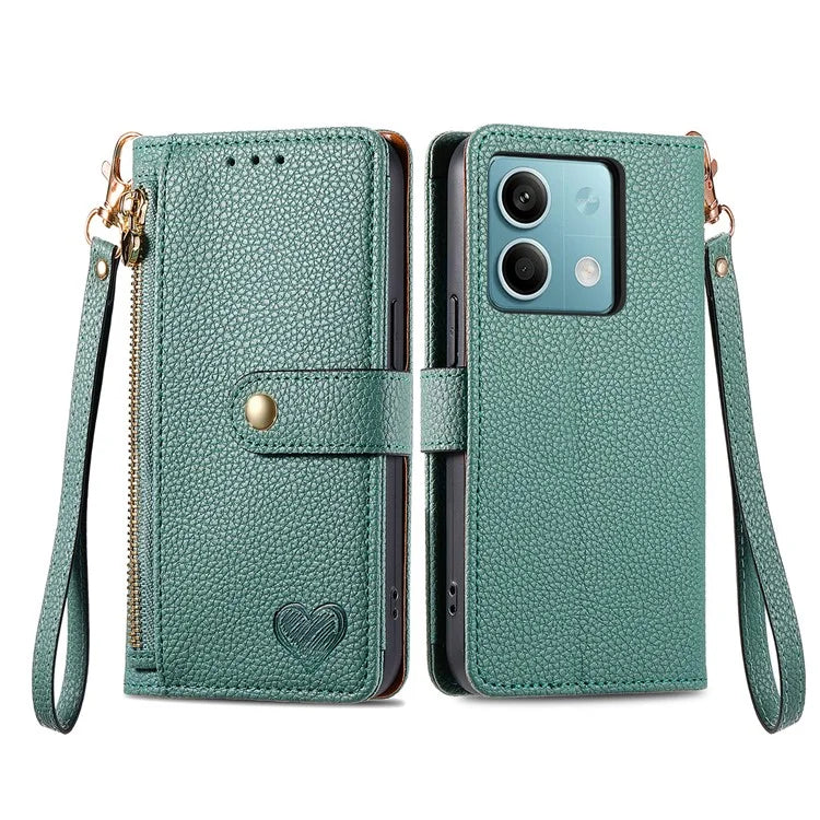 For Xiaomi Redmi Note 13 5G Case Zipper Leather Phone Cover RFID Blocking Wallet