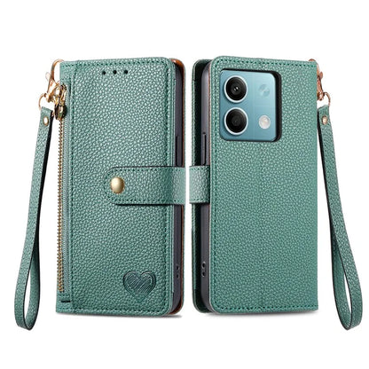 For Xiaomi Redmi Note 13 5G Case Zipper Leather Phone Cover RFID Blocking Wallet