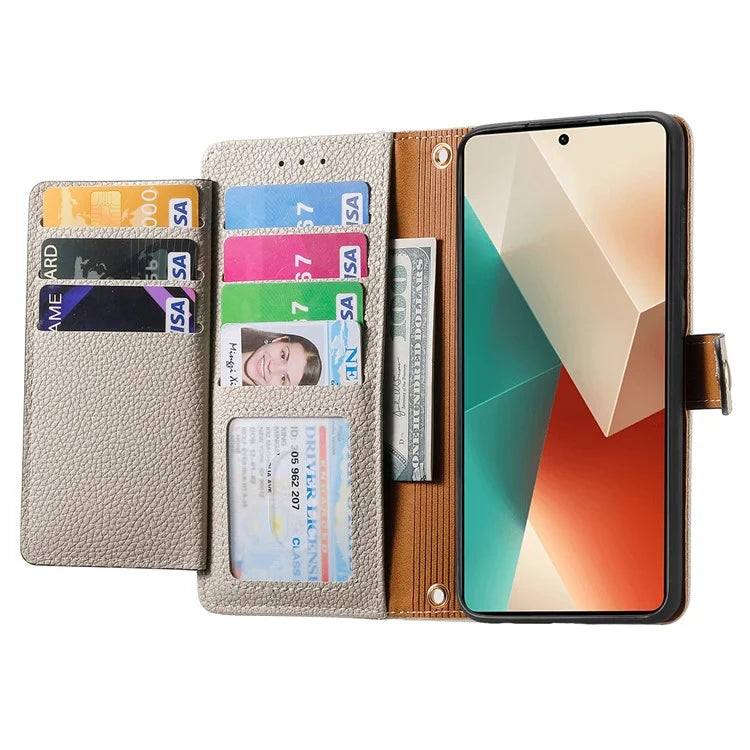 For Xiaomi Redmi Note 13 5G Case Zipper Leather Phone Cover RFID Blocking Wallet