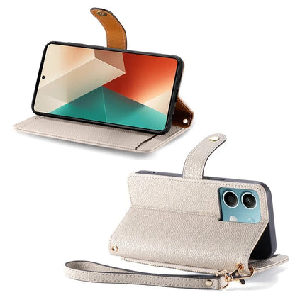 For Xiaomi Redmi Note 13 5G Case Zipper Leather Phone Cover RFID Blocking Wallet
