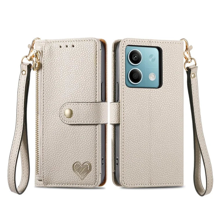 For Xiaomi Redmi Note 13 5G Case Zipper Leather Phone Cover RFID Blocking Wallet