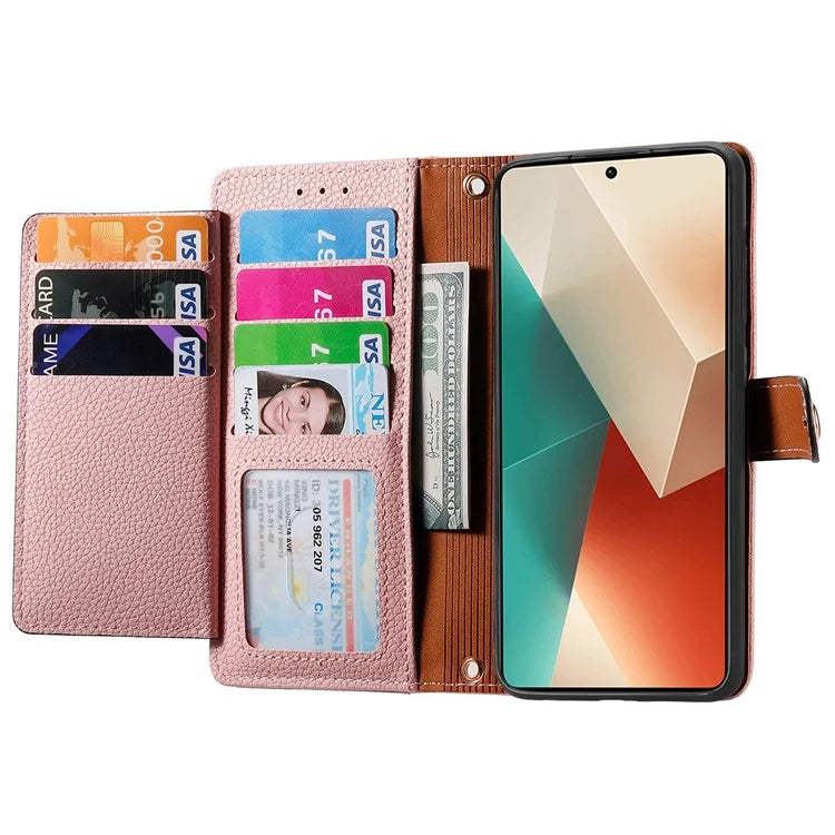 For Xiaomi Redmi Note 13 5G Case Zipper Leather Phone Cover RFID Blocking Wallet