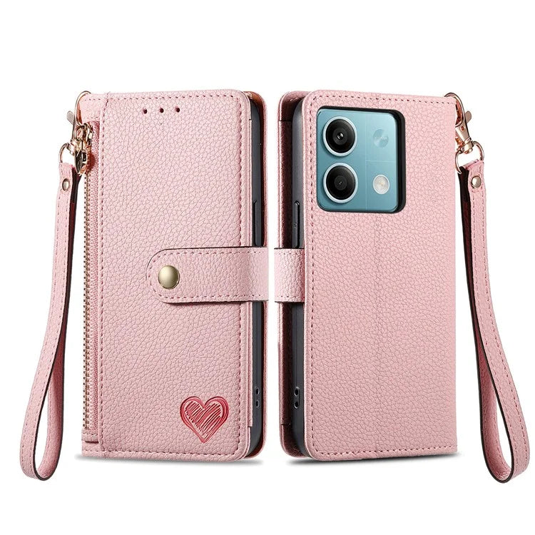 For Xiaomi Redmi Note 13 5G Case Zipper Leather Phone Cover RFID Blocking Wallet