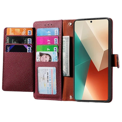 For Xiaomi Redmi Note 13 5G Case Zipper Leather Phone Cover RFID Blocking Wallet