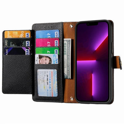 For iPhone 13 Pro Max Leather Case Wallet Zipper Pocket Phone Cover Heart Shape Imprinted