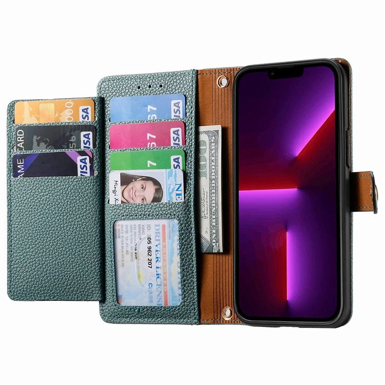 For iPhone 13 Pro Max Leather Case Wallet Zipper Pocket Phone Cover Heart Shape Imprinted