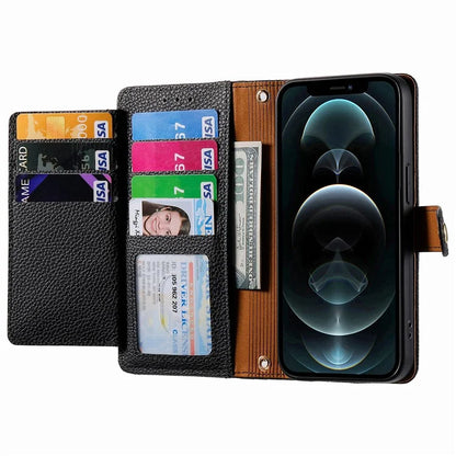 For iPhone 12 / 12 Pro Case Wallet Zipper Leather Phone Cover RFID Blocking Function