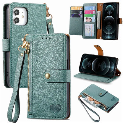 For iPhone 12 / 12 Pro Case Wallet Zipper Leather Phone Cover RFID Blocking Function