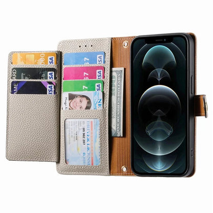 For iPhone 12 / 12 Pro Case Wallet Zipper Leather Phone Cover RFID Blocking Function