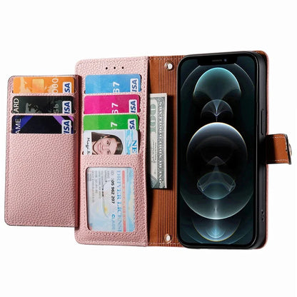 For iPhone 12 / 12 Pro Case Wallet Zipper Leather Phone Cover RFID Blocking Function