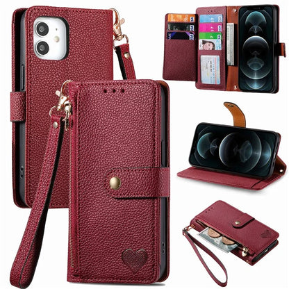 For iPhone 12 / 12 Pro Case Wallet Zipper Leather Phone Cover RFID Blocking Function