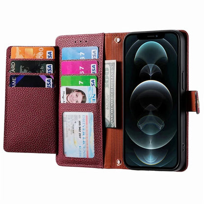 For iPhone 12 / 12 Pro Case Wallet Zipper Leather Phone Cover RFID Blocking Function