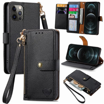 For iPhone 12 Pro Max Leather Case RFID Blocking Zipper Pocket Phone Cover