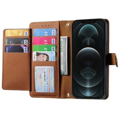 For iPhone 12 Pro Max Leather Case RFID Blocking Zipper Pocket Phone Cover