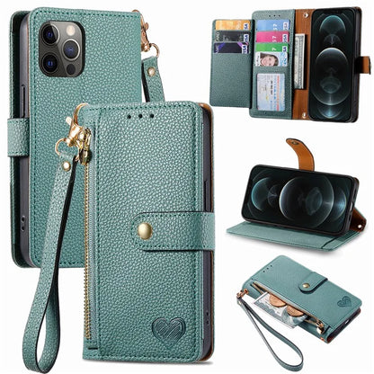 For iPhone 12 Pro Max Leather Case RFID Blocking Zipper Pocket Phone Cover