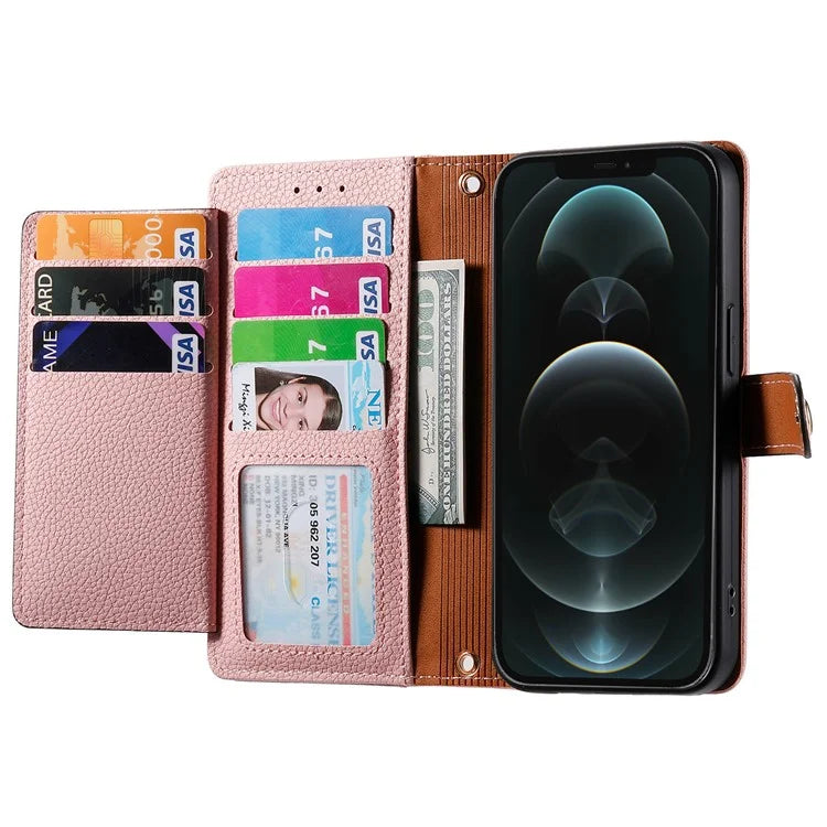 For iPhone 12 Pro Max Leather Case RFID Blocking Zipper Pocket Phone Cover