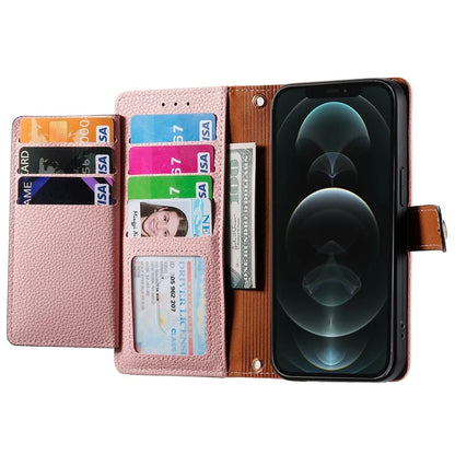 For iPhone 12 Pro Max Leather Case RFID Blocking Zipper Pocket Phone Cover