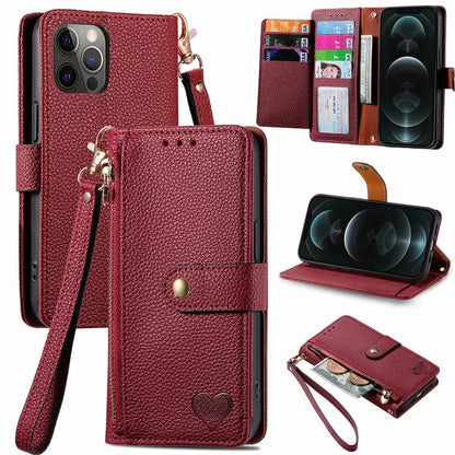 For iPhone 12 Pro Max Leather Case RFID Blocking Zipper Pocket Phone Cover
