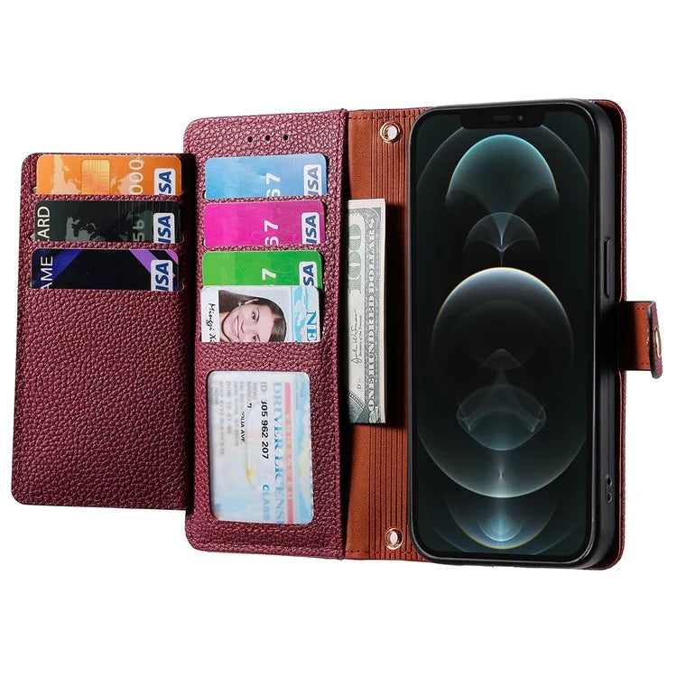For iPhone 12 Pro Max Leather Case RFID Blocking Zipper Pocket Phone Cover