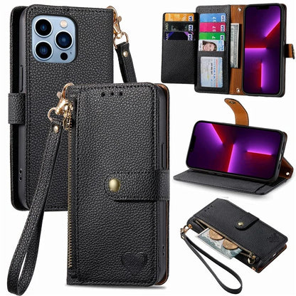 For iPhone 13 Pro Case RFID Blocking Zipper Leather Phone Cover with Wallet Card Slots