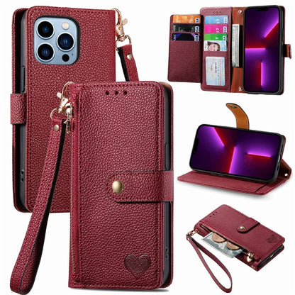For iPhone 13 Pro Case RFID Blocking Zipper Leather Phone Cover with Wallet Card Slots