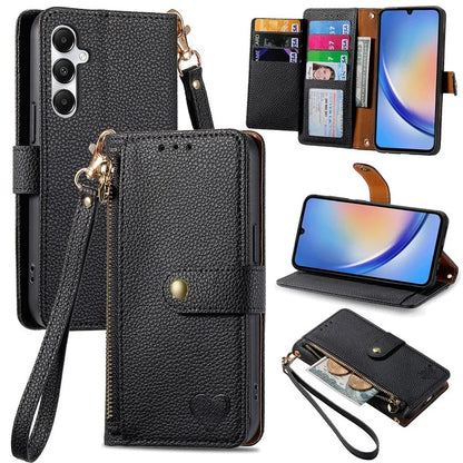 For Samsung Galaxy A35 5G Wallet Case Heart Shape Imprinted Leather Phone Cover