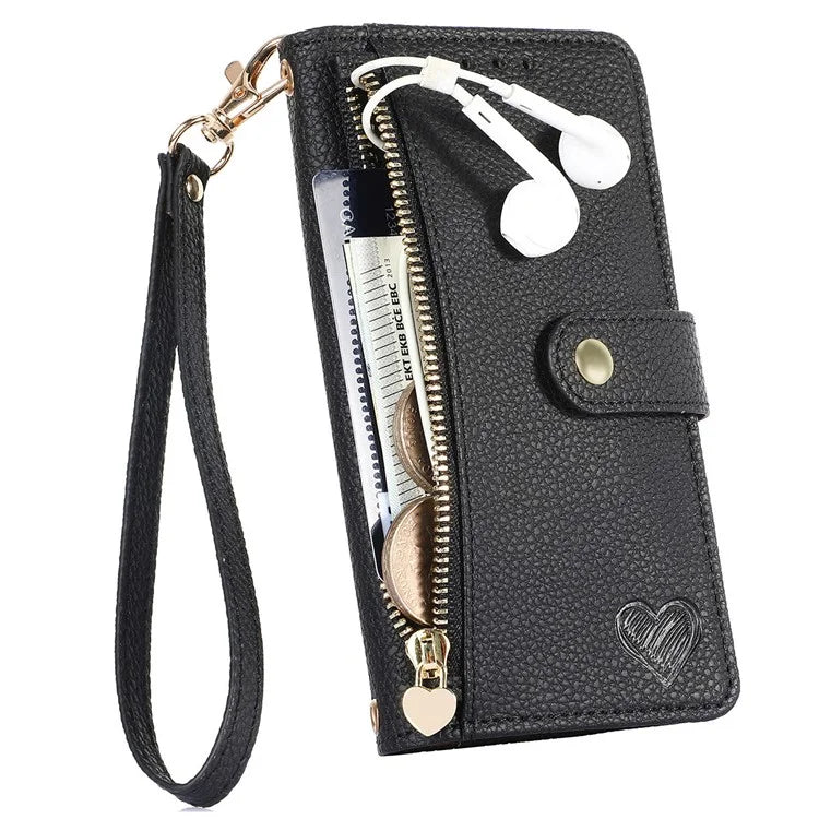 For Samsung Galaxy A35 5G Wallet Case Heart Shape Imprinted Leather Phone Cover