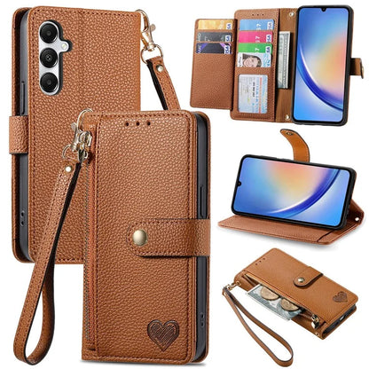 For Samsung Galaxy A35 5G Wallet Case Heart Shape Imprinted Leather Phone Cover