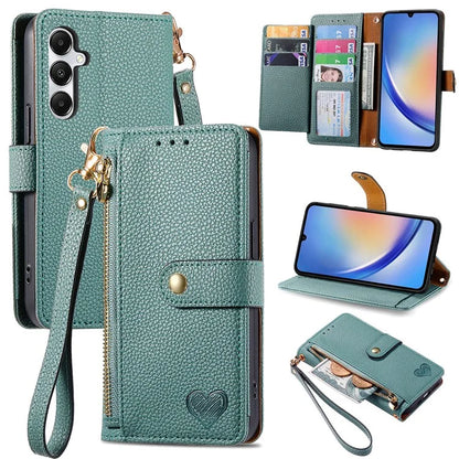 For Samsung Galaxy A35 5G Wallet Case Heart Shape Imprinted Leather Phone Cover