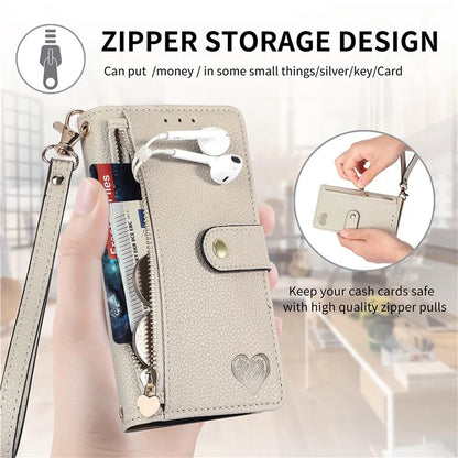For Samsung Galaxy A35 5G Wallet Case Heart Shape Imprinted Leather Phone Cover