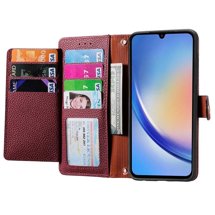 For Samsung Galaxy A35 5G Wallet Case Heart Shape Imprinted Leather Phone Cover
