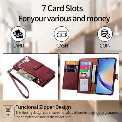 For Samsung Galaxy A35 5G Wallet Case Heart Shape Imprinted Leather Phone Cover