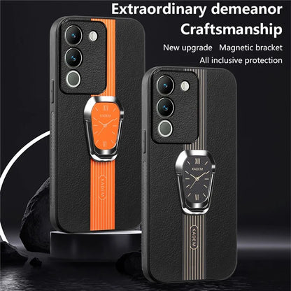 KADEM For vivo V30 Lite 5G Protector Cover with Kickstand PU+TPU+Acrylic Cell Phone Case