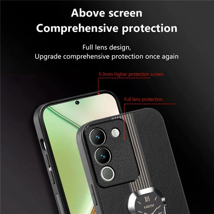 KADEM For vivo V30 Lite 5G Protector Cover with Kickstand PU+TPU+Acrylic Cell Phone Case