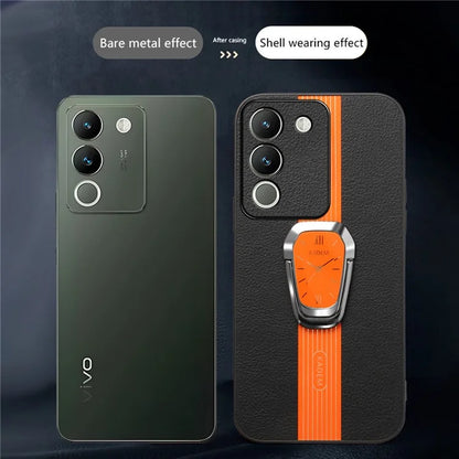 KADEM For vivo V29e (Global) 5G / Y200 4G Cover with Kickstand PU+TPU+Acrylic Phone Case