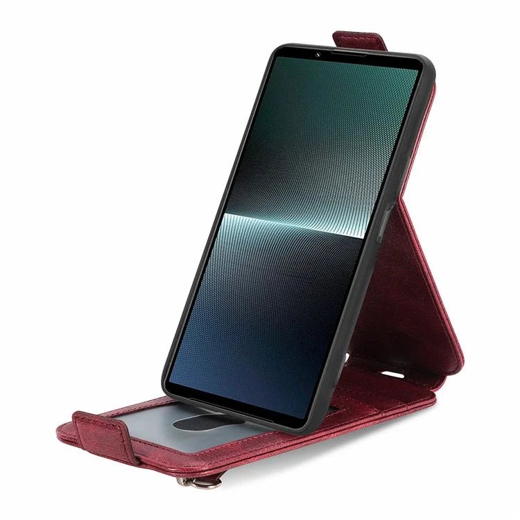 For Sony Xperia 1 V Case Shock-Absorbent Vertical Flip Stand Phone Cover