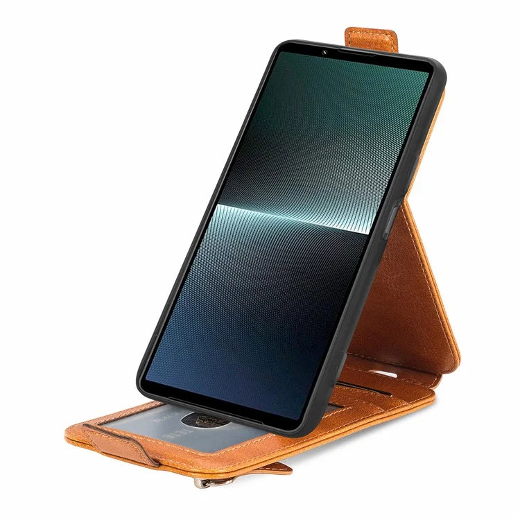 For Sony Xperia 1 V Case Shock-Absorbent Vertical Flip Stand Phone Cover