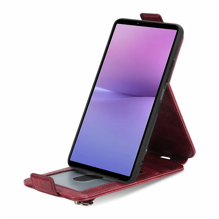For Sony Xperia 10 V Phone Case Vertical Flip Drop Resistant PU Leather Cover