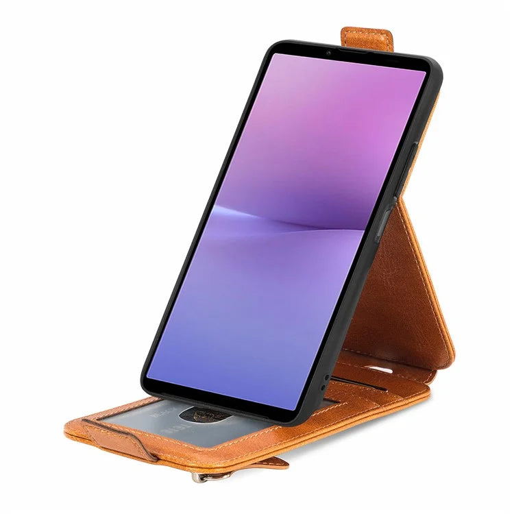 For Sony Xperia 10 V Phone Case Vertical Flip Drop Resistant PU Leather Cover