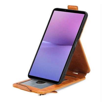 For Sony Xperia 10 V Phone Case Vertical Flip Drop Resistant PU Leather Cover