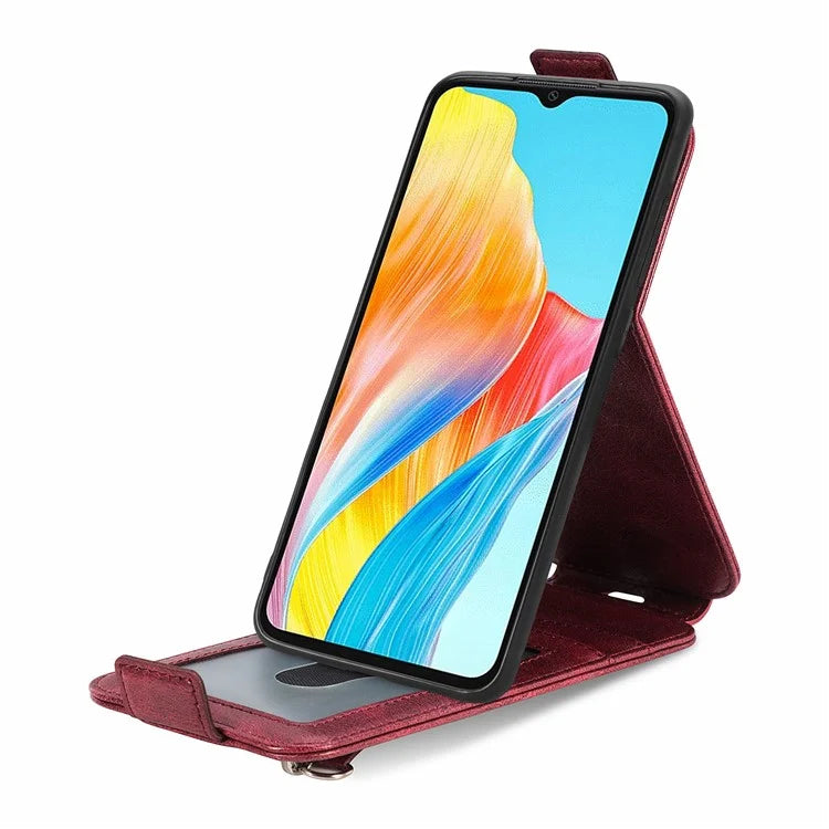 For Oppo A78 4G Case Drop Resistant PU Leather Stand Smart Phone Protector