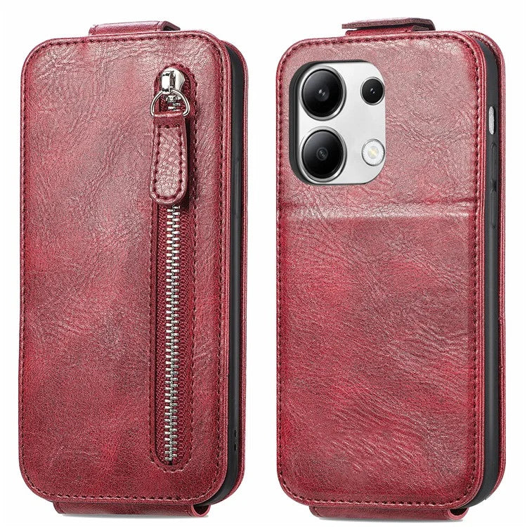 For Xiaomi Redmi Note 13 4G Case PU Leather Vertical Flip Down Wallet Phone Cover